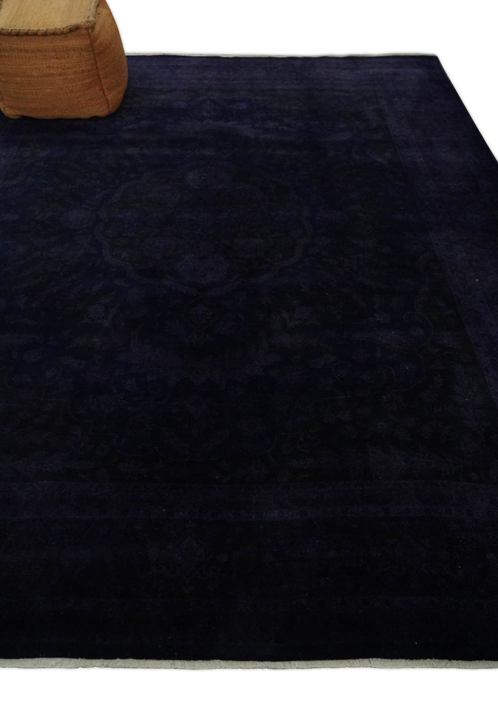 Overdyed Royal Dark Purple Hand Knotted 8x10 Traditional Oushak Design Wool Accent Rug | N362810 - The Rug Decor