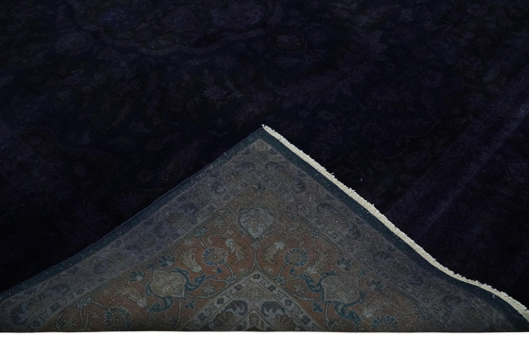 Overdyed Royal Dark Purple Hand Knotted 8x10 Traditional Oushak Design Wool Accent Rug | N362810 - The Rug Decor