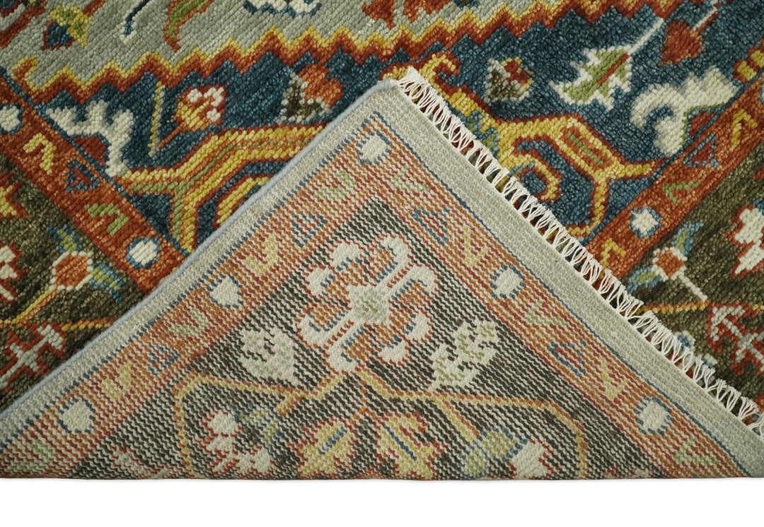 Oversize 5x8, 6x9, 8x10, 9x12, 10x14 and 12x15 Brown and Blue Traditional Persian Eclectic Hand Knotted Area Rug | TRDCP205 - The Rug Decor