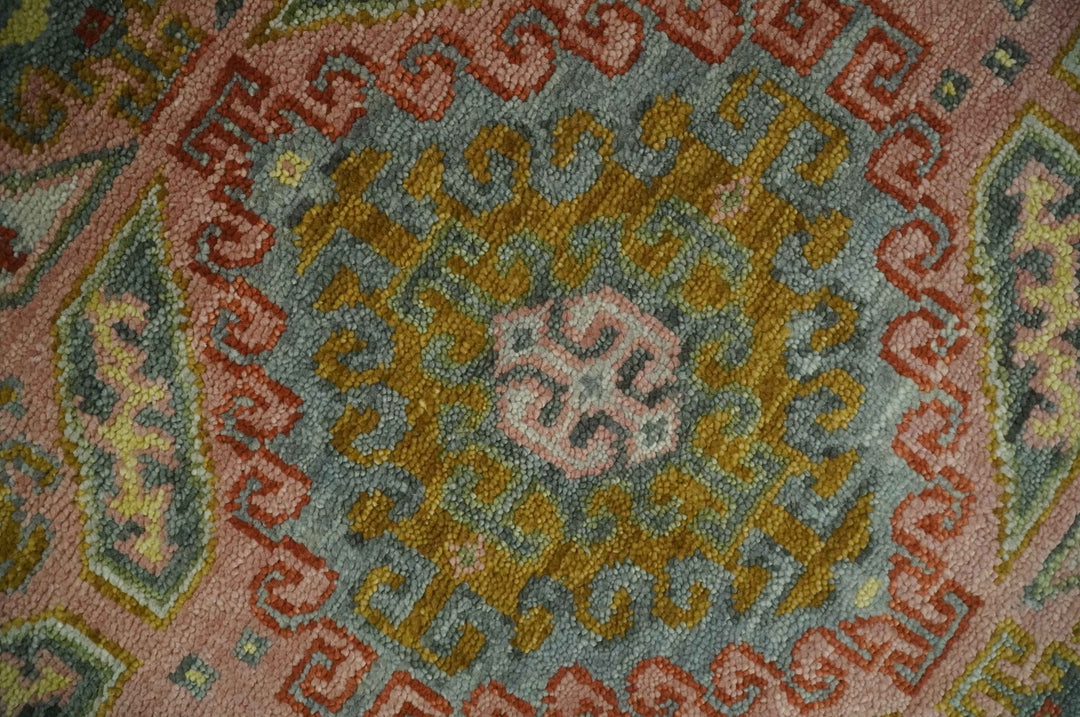Peach, Mustard, Brown and Gray Oriental Hand Knotted 8x10 and 9x12 Wool Area Rug - The Rug Decor