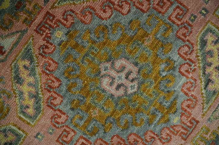 Peach, Mustard, Brown and Gray Oriental Hand Knotted 8x10 and 9x12 Wool Area Rug - The Rug Decor