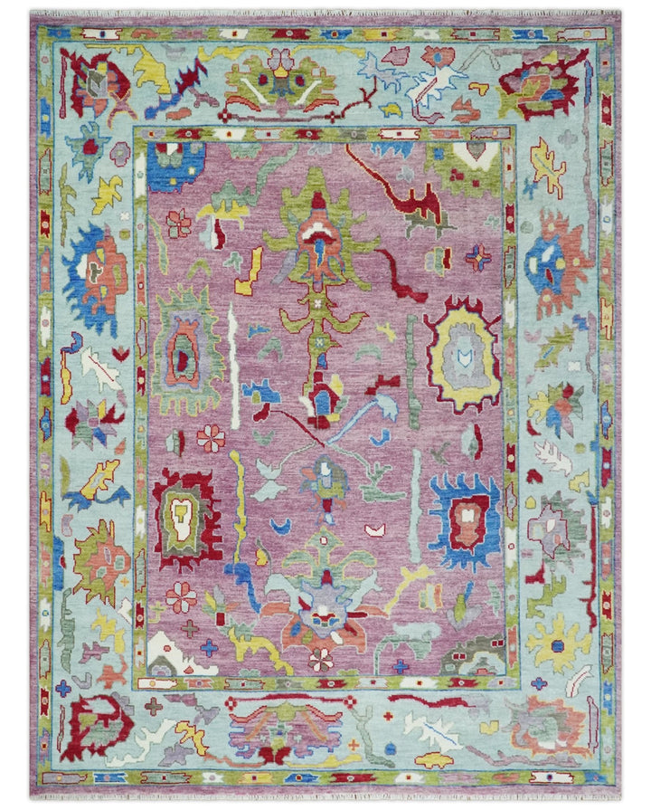 Persian Pink Oushak Rug 6x9, 8x10, 9x12, 10x14 and 12x15 Wool Blue Colorful Hand knotted Mosdern Oushak Area Rug | TRDCP1036 - The Rug Decor