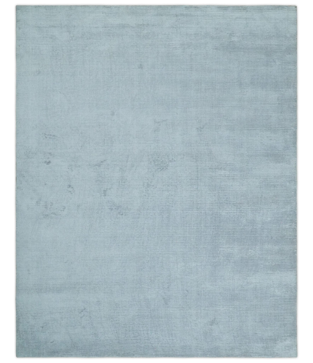 Plain Solid 8x10 Hand Loomed Silver Modern Minimalist Scandinavian Art Silk Rug | AE4810 - The Rug Decor