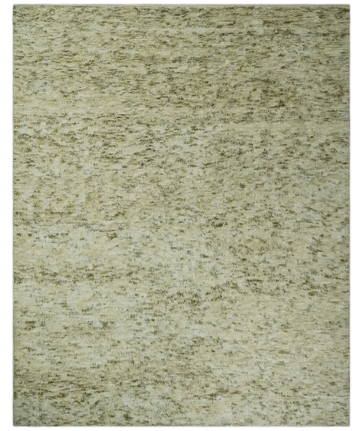 Plush Beni Ourain 12.5x15 Ivory and Moss Olive Moroccan Rug Made with fine Wool - The Rug Decor