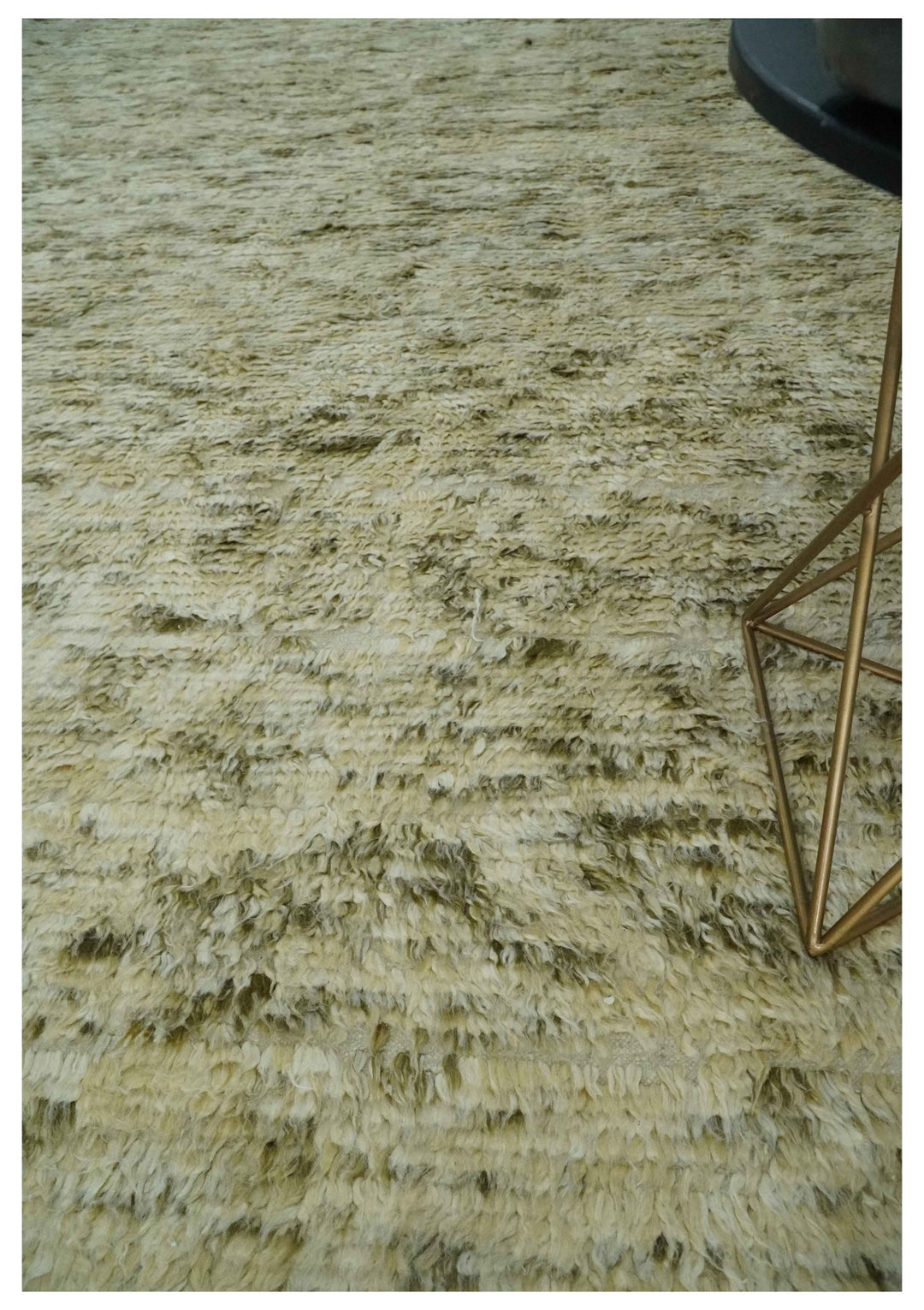 Plush Beni Ourain 12.5x15 Ivory and Moss Olive Moroccan Rug Made with fine Wool - The Rug Decor