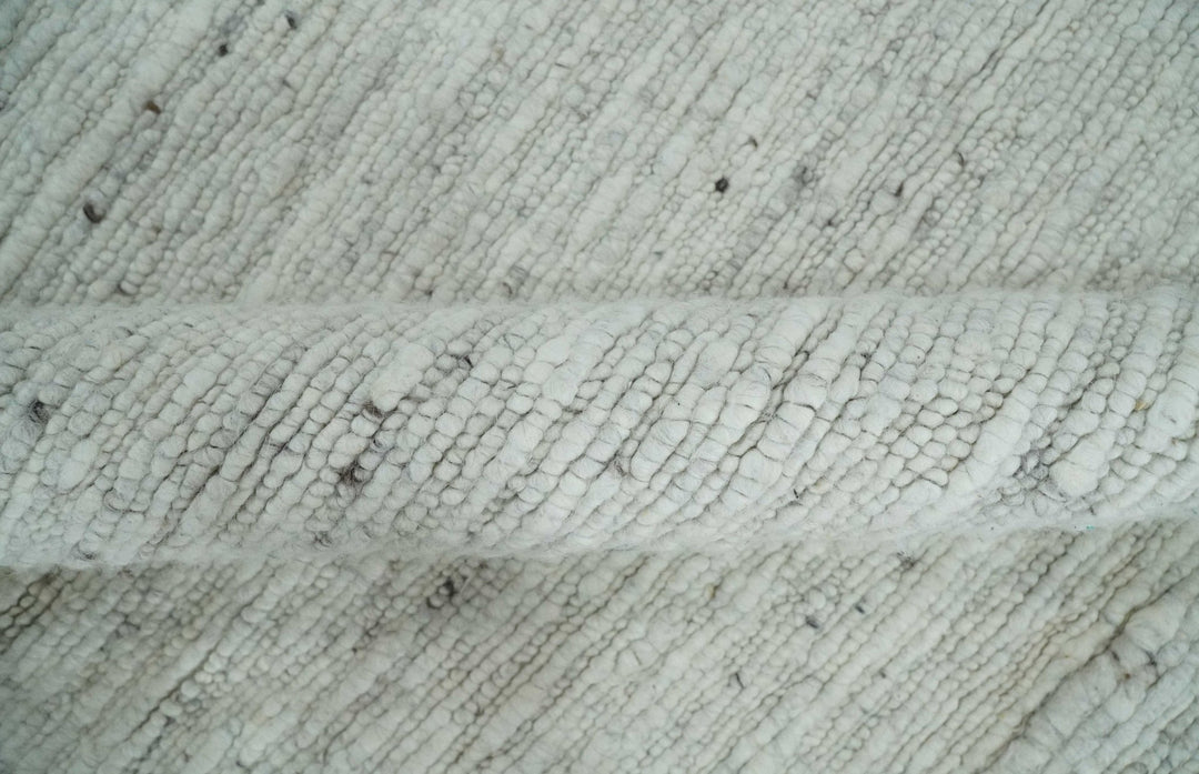 Premium Contemporary loop Pile Ivory Hand woven wool Area Rug - The Rug Decor