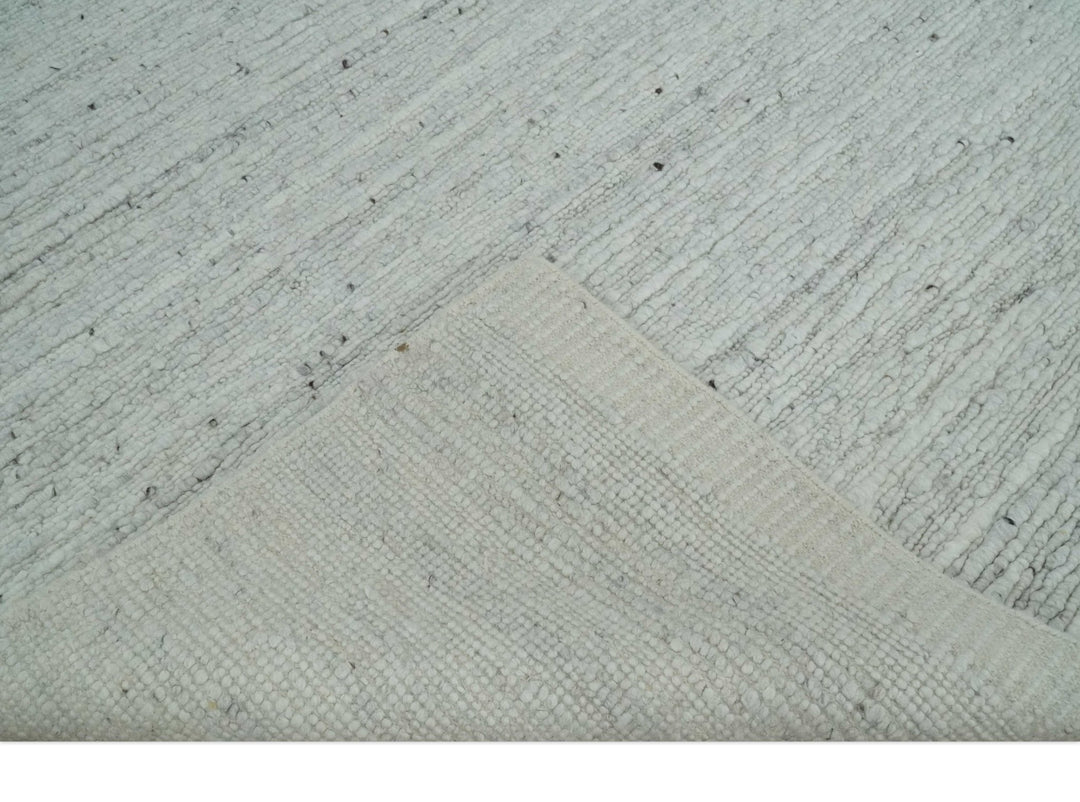 Premium Contemporary loop Pile Ivory Hand woven wool Area Rug - The Rug Decor