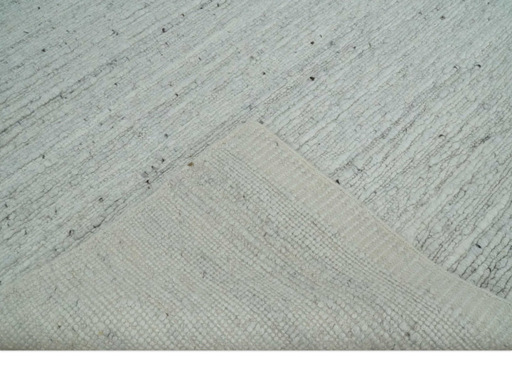Premium Contemporary loop Pile Ivory Hand woven wool Area Rug - The Rug Decor