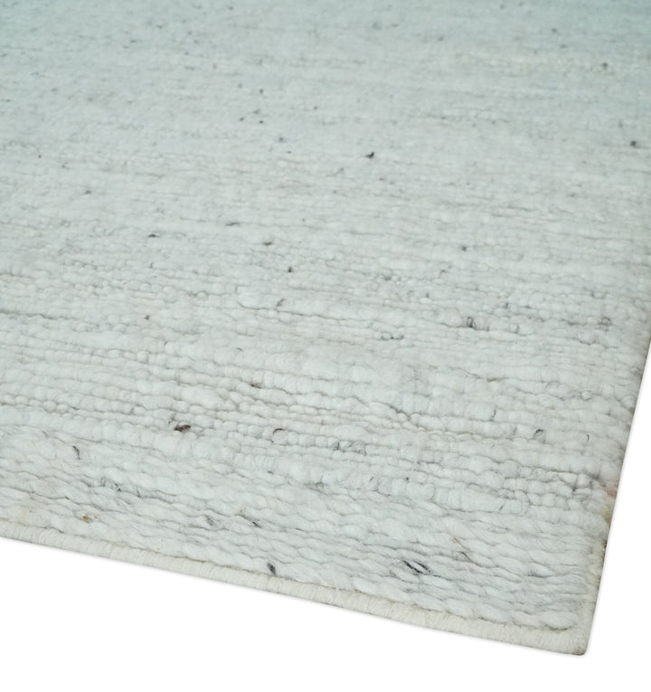 Premium Contemporary loop Pile Ivory Hand woven wool Area Rug - The Rug Decor
