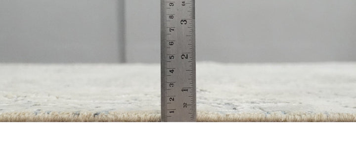 Premium Fine 8x10 Silver, Beige and Charcoal Traditional Floral High Low texture Hand Knotted Wool and Art Silk Rug - The Rug Decor