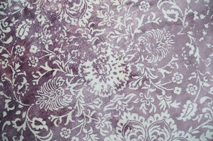 Premium Floral Medallion Purple and Ivory 5.6x7.9 Viscose Area Rug - The Rug Decor