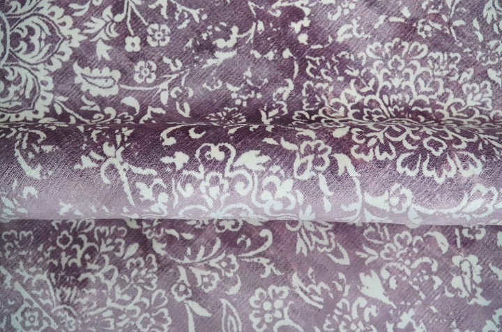 Premium Floral Medallion Purple and Ivory 5.6x7.9 Viscose Area Rug - The Rug Decor