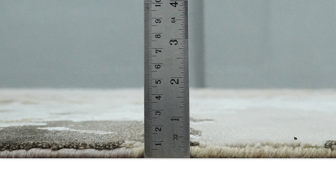 Premium Hand knotted Camel, Silver, Olive and Charcoal modern Abstract wool and Silk Blended 8x10 Area Rug - The Rug Decor