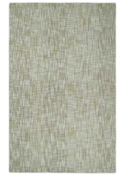 Premium Look 5x8 Ivory and Olive Traditional Abstract Hand Tufted Wool Area Rug - The Rug Decor