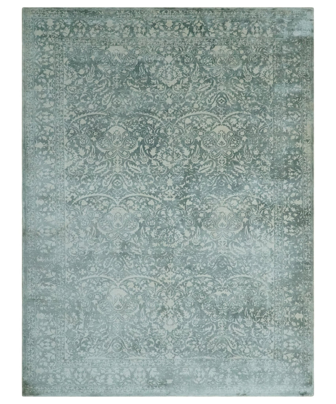 Premium look Floral Ivory and Green 5.6x8 Handloom Viscose Area Rug - The Rug Decor