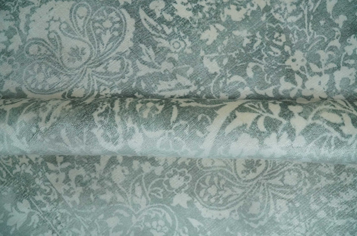 Premium look Floral Ivory and Green 5.6x8 Handloom Viscose Area Rug - The Rug Decor