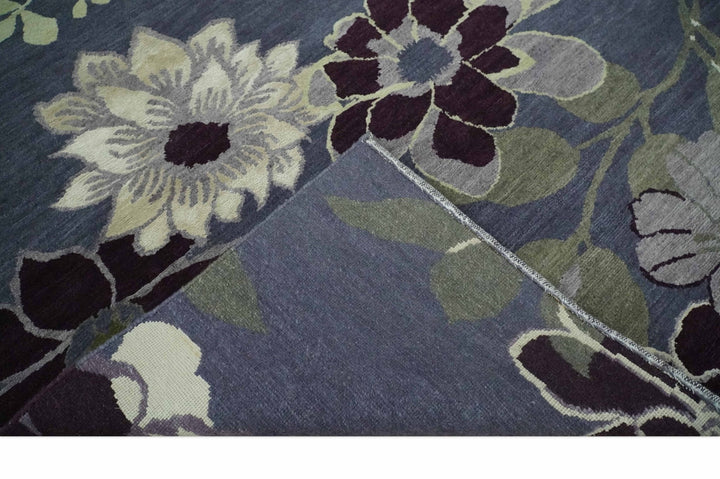 Premium look Green, Ivory, Charcoal and Gray Traditional Floral 4.6x6.6 wool and Art Silk Area Rug - The Rug Decor