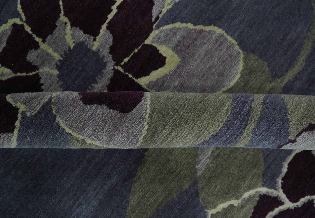 Premium look Green, Ivory, Charcoal and Gray Traditional Floral 4.6x6.6 wool and Art Silk Area Rug - The Rug Decor