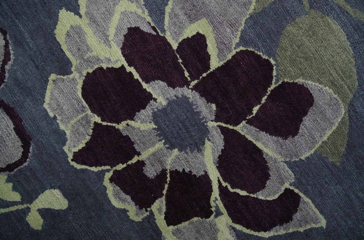 Premium look Green, Ivory, Charcoal and Gray Traditional Floral 4.6x6.6 wool and Art Silk Area Rug - The Rug Decor