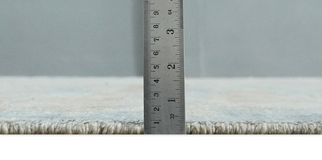 Premium look Hand knotted Silver and Blue modern Abstract wool and Silk Blended 7.10x9.6 Area Rug - The Rug Decor