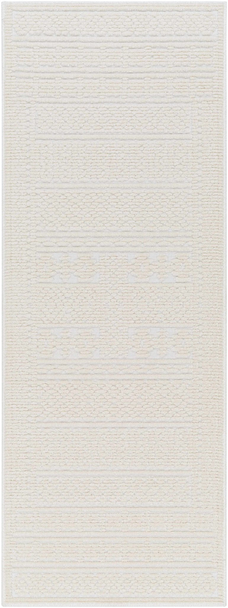 Premium look Machine Woven Carved Pattern Solid Beige Machine Washable Rug - The Rug Decor