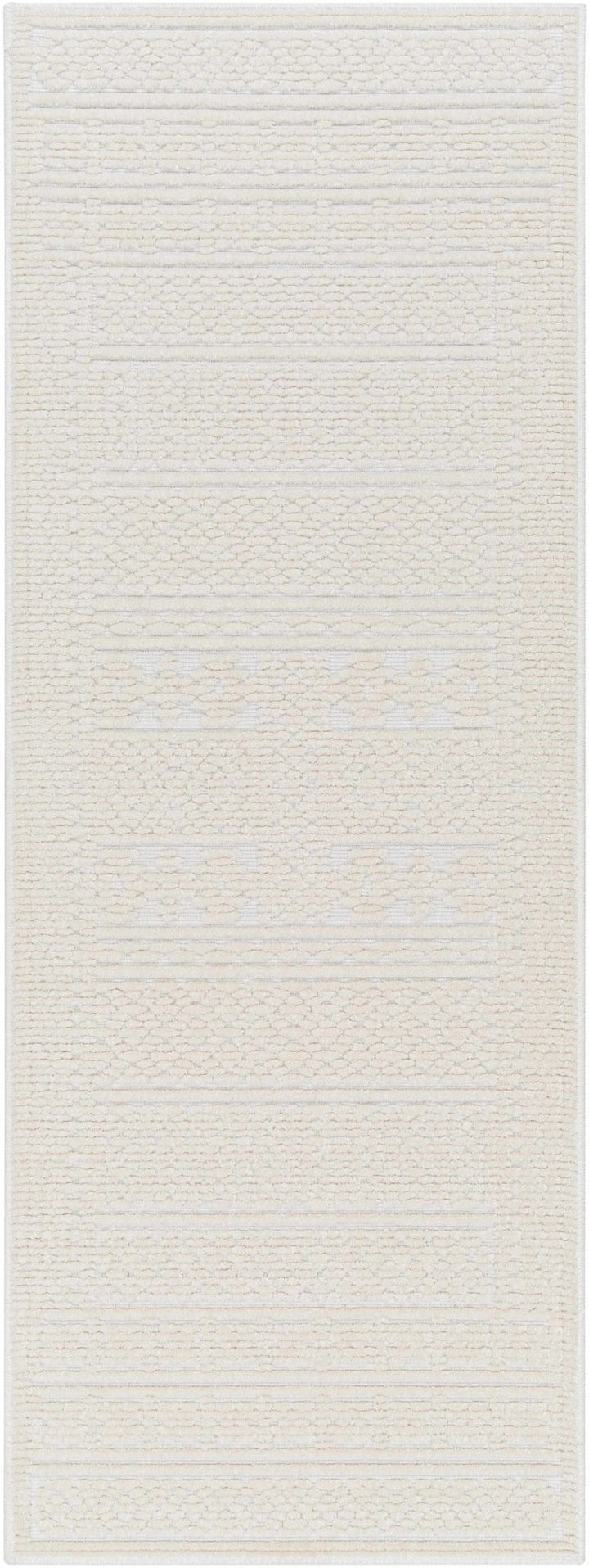 Premium look Machine Woven Carved Pattern Solid Beige Machine Washable Rug - The Rug Decor