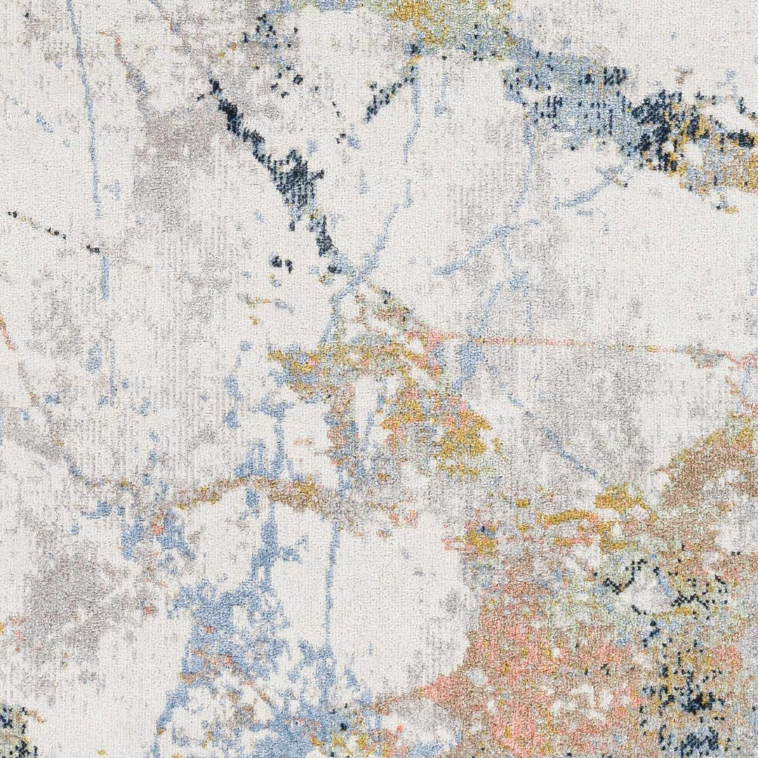 Premium Look Modern Abstract Silver, Light Gray and Blue Machine Washable Rugs - The Rug Decor