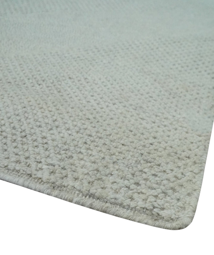 Premium look Solid Ivory Antique carved Design 9x12 Hand knotted wool Area Rug - The Rug Decor