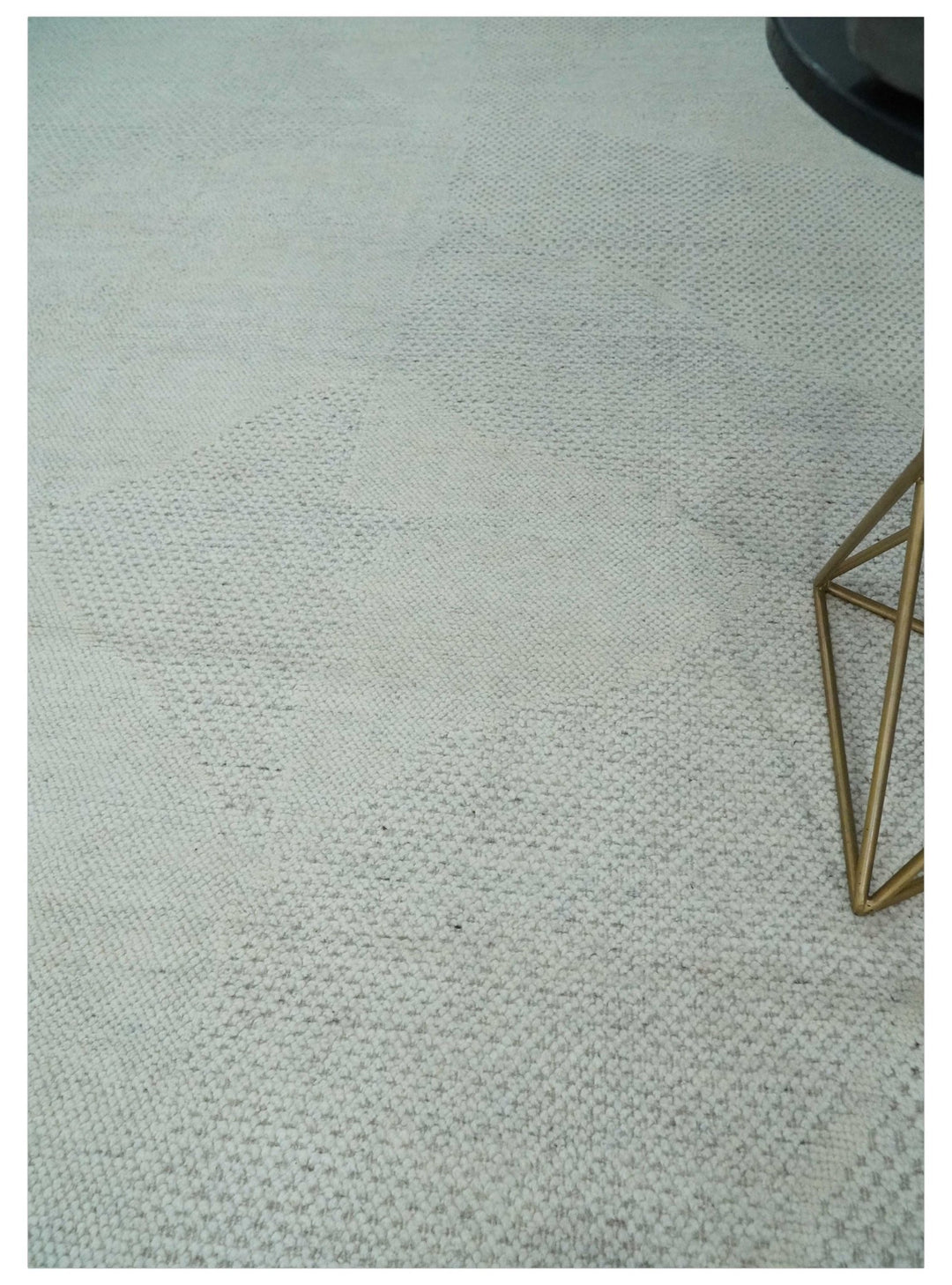 Premium look Solid Ivory Antique carved Design 9x12 Hand knotted wool Area Rug - The Rug Decor