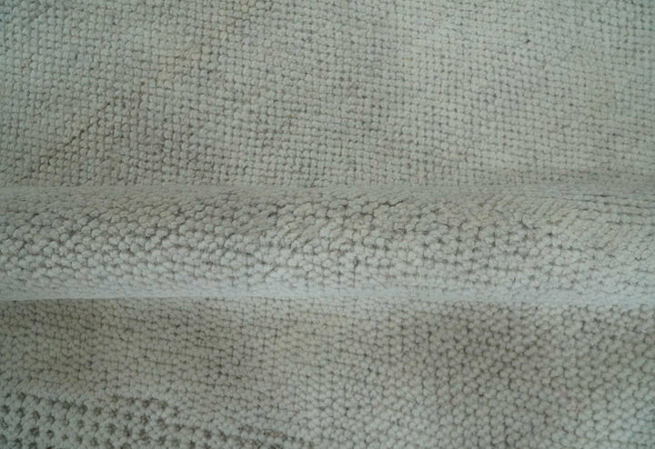 Premium look Solid Ivory Antique carved Design 9x12 Hand knotted wool Area Rug - The Rug Decor