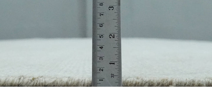 Premium look Solid Ivory Antique carved Design 9x12 Hand knotted wool Area Rug - The Rug Decor