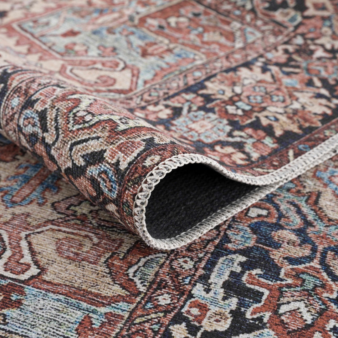 Premium look Vintage Style Brown, Blue and Ivory Machine Washable Turkish style Rug - The Rug Decor