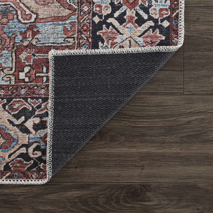 Premium look Vintage Style Brown, Blue and Ivory Machine Washable Turkish style Rug - The Rug Decor