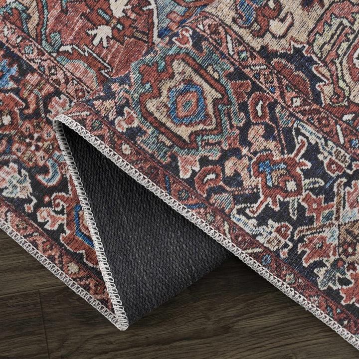 Premium look Vintage Style Brown, Blue and Ivory Machine Washable Turkish style Rug - The Rug Decor