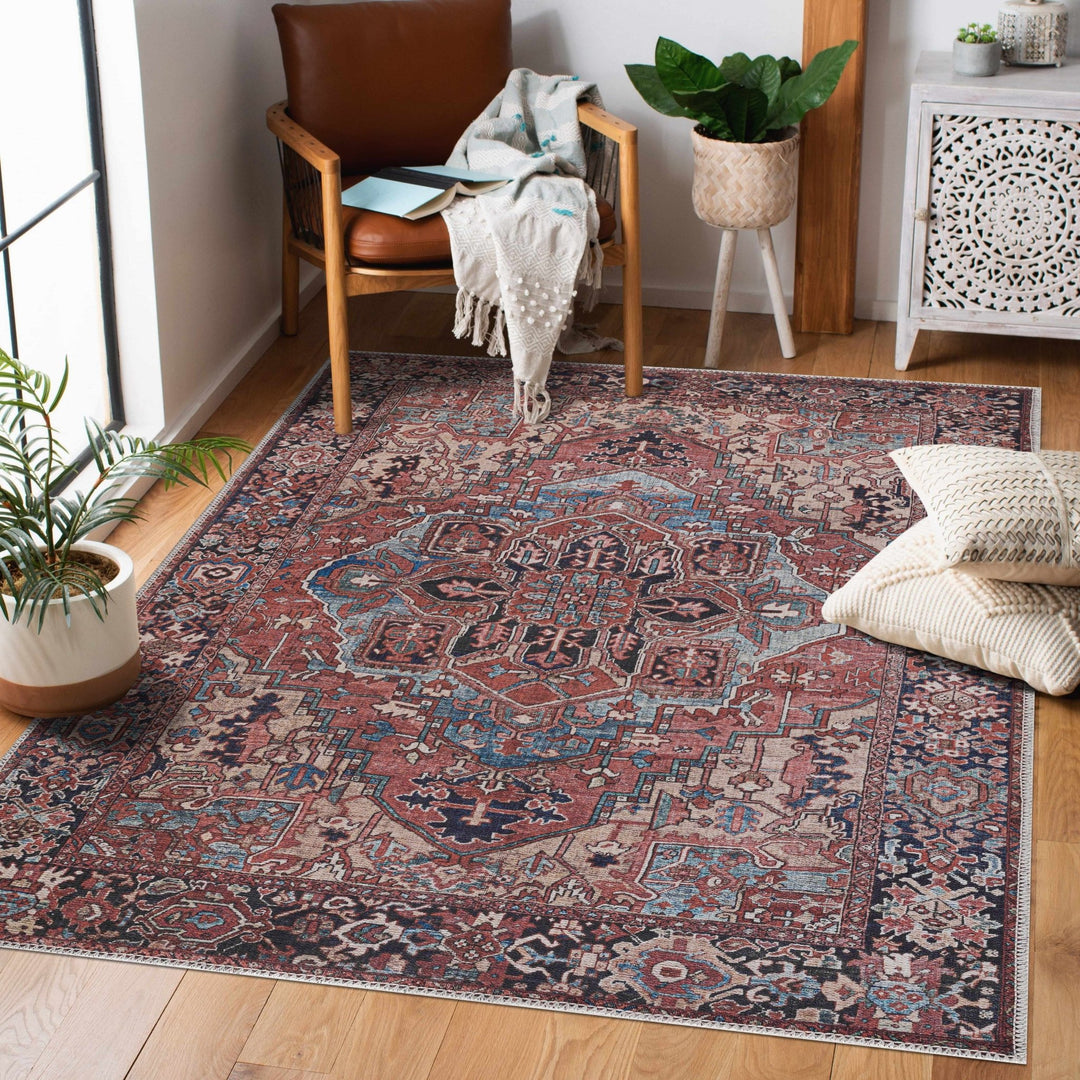 Premium look Vintage Style Brown, Blue and Ivory Machine Washable Turkish style Rug - The Rug Decor