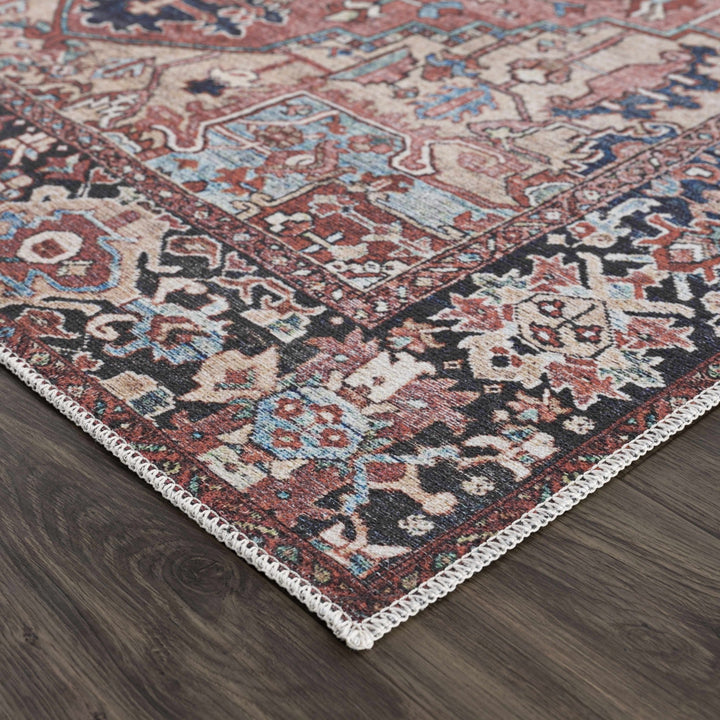 Premium look Vintage Style Brown, Blue and Ivory Machine Washable Turkish style Rug - The Rug Decor