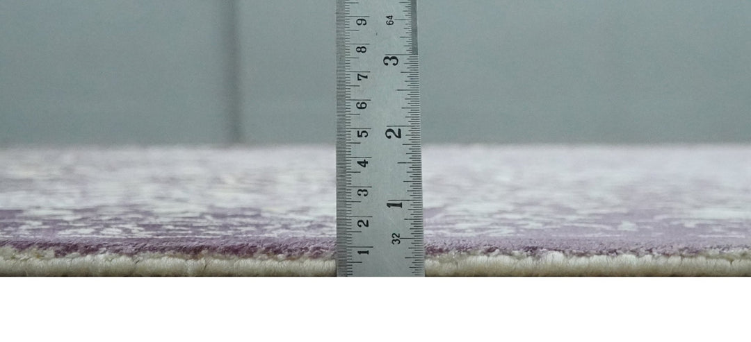 Premium Style Floral Ivory and Dark Purple 5.6x8 Handloom Wool and Viscose Area Rug - The Rug Decor