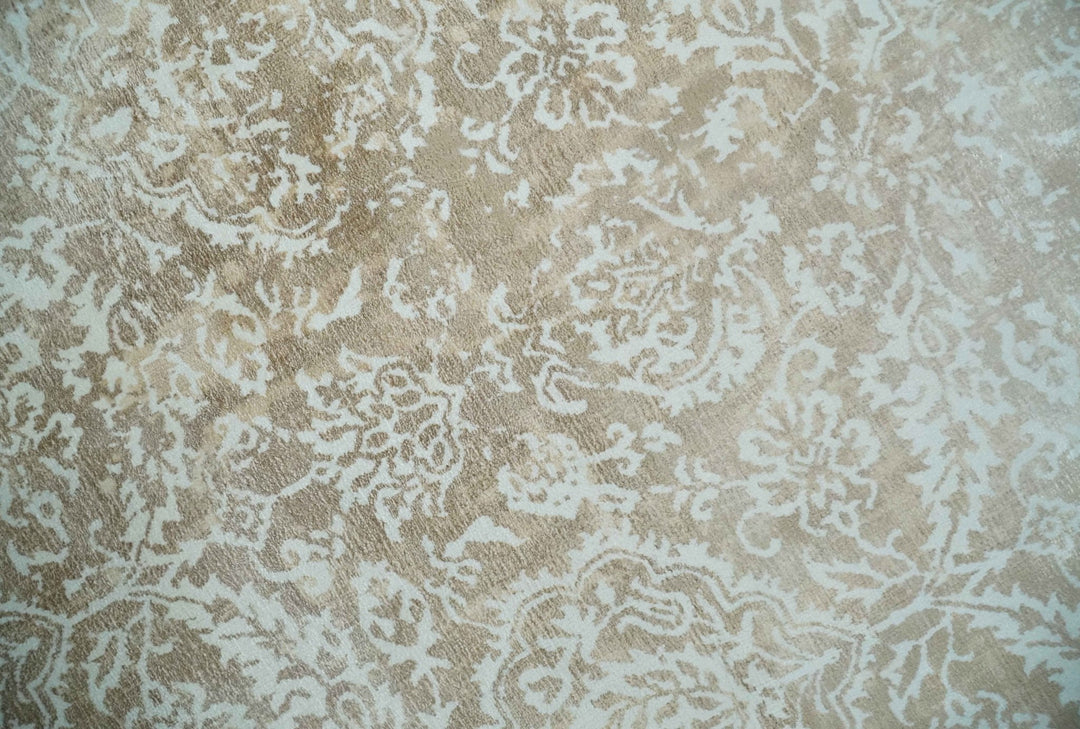 Premium Style Floral Traditional Ikat Large Design Camel and Ivory 5.6x7.9 Hand loom Viscose Area Rug - The Rug Decor