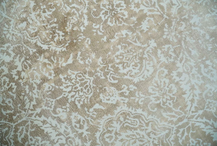 Premium Style Floral Traditional Ikat Large Design Camel and Ivory 5.6x7.9 Hand loom Viscose Area Rug - The Rug Decor