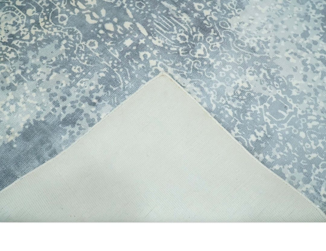 Premium Style Silver and Gray Traditional Medallion 5x8 Hand loom Viscose Area Rug - The Rug Decor