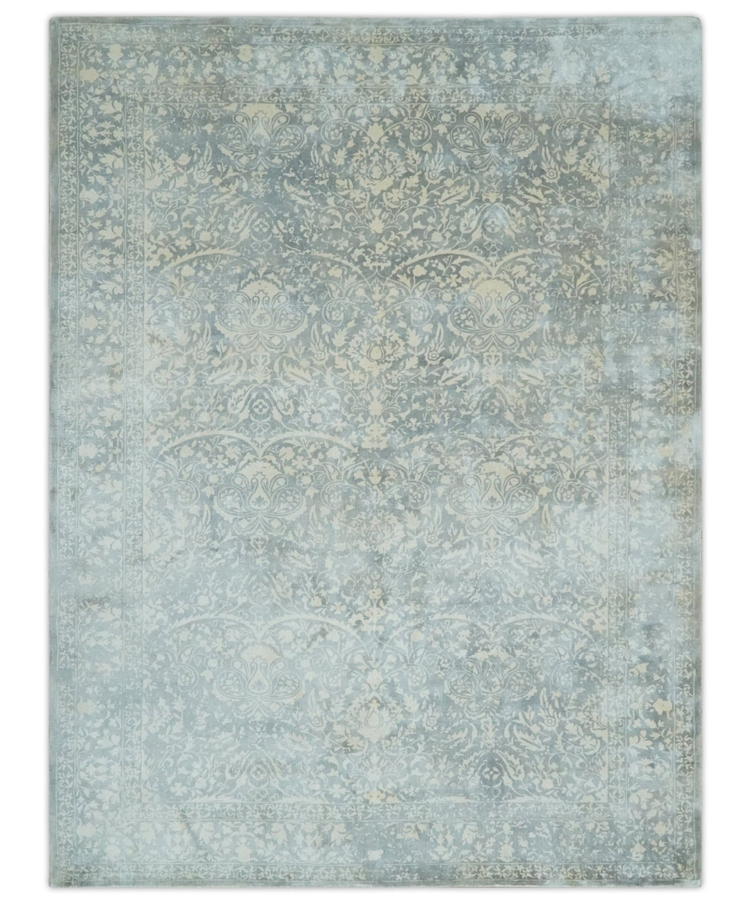 Premium Style Traditional Large Design Gray, Silver and Beige 5.6x7.9 Viscose Area Rug - The Rug Decor