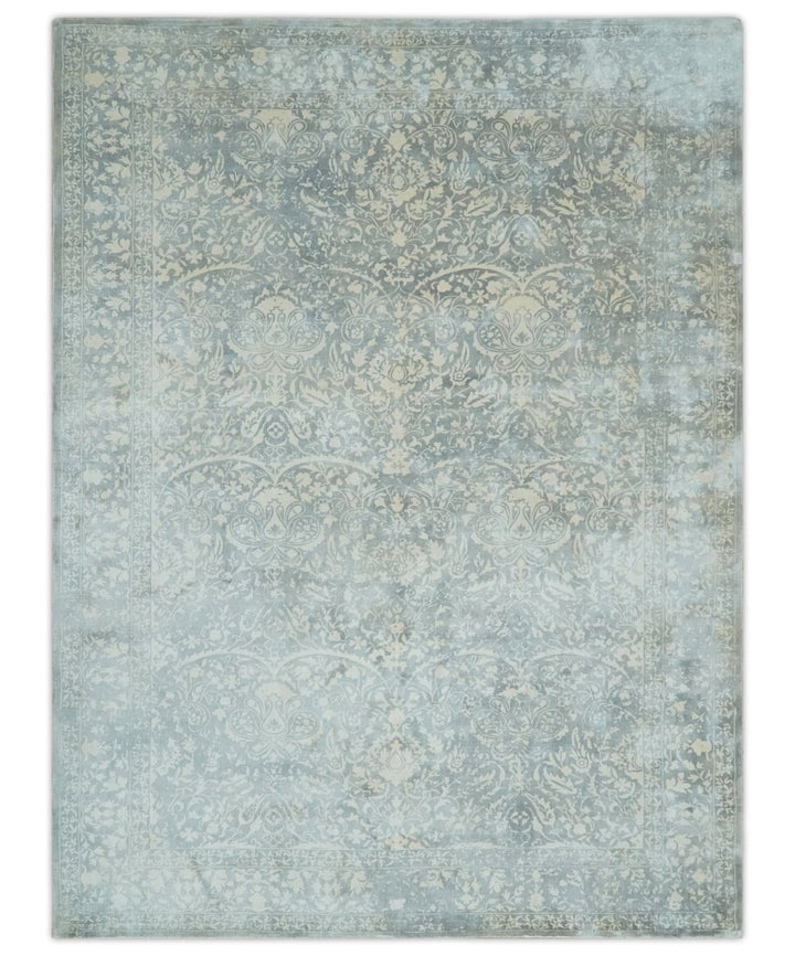 Premium Style Traditional Large Design Gray, Silver and Beige 5.6x7.9 Viscose Area Rug - The Rug Decor