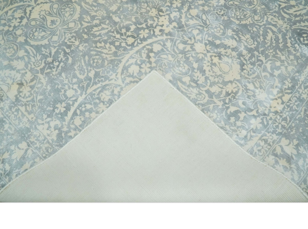 Premium Style Traditional Large Design Gray, Silver and Beige 5.6x7.9 Viscose Area Rug - The Rug Decor