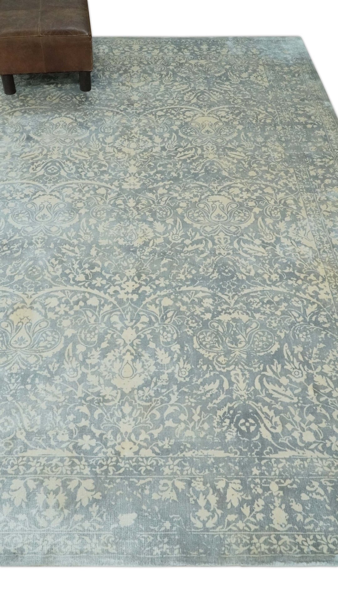 Premium Style Traditional Large Design Gray, Silver and Beige 5.6x7.9 Viscose Area Rug - The Rug Decor