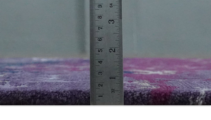 Purple, Violet, Gray and Blue Hand Knotted 4x6 Abstract Wool and Viscose Area Rug - The Rug Decor