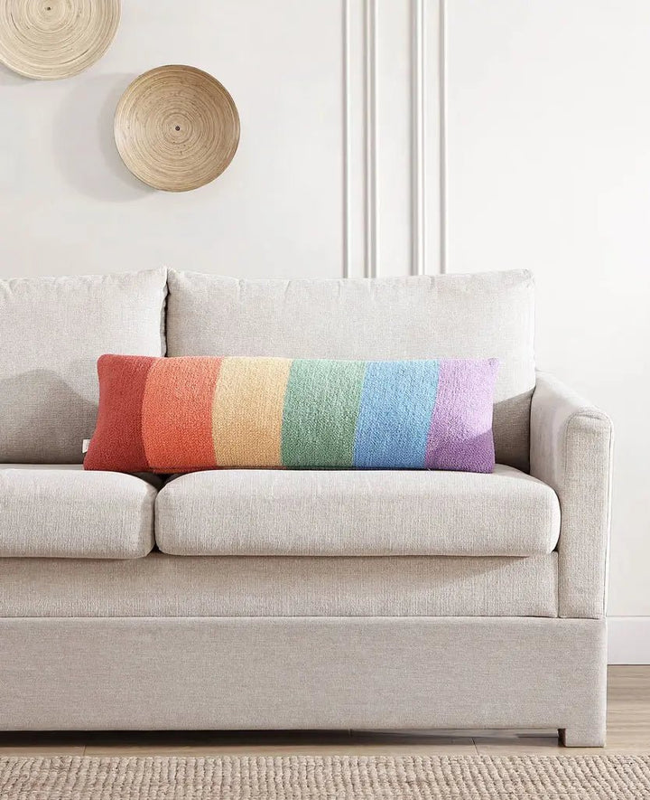 Rainbow Colorful Striped Lumbar Pillow for Couch or Bed - The Rug Decor