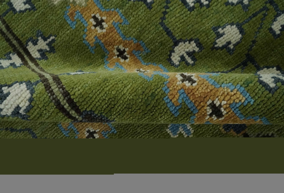 Ready to Ship 8x10 Hand Knotted Green and Ivory Traditional Wool Area Rug | TRDCP1617810S - The Rug Decor