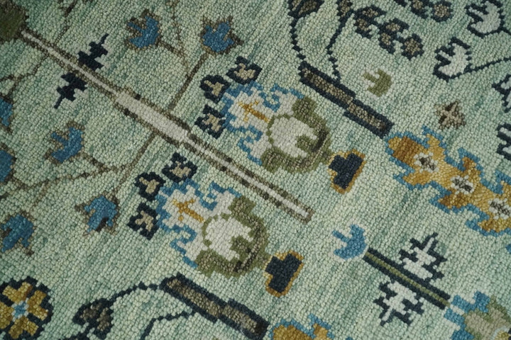 Ready to Ship Antique Moss Green and Ivory Hand Knotted Traditional Wool Area Rug - The Rug Decor