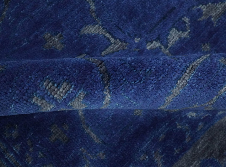 Ready to Ship Blue and Gray Hand knotted Oushak 8x10 and 9x12 wool Area Rug - The Rug Decor