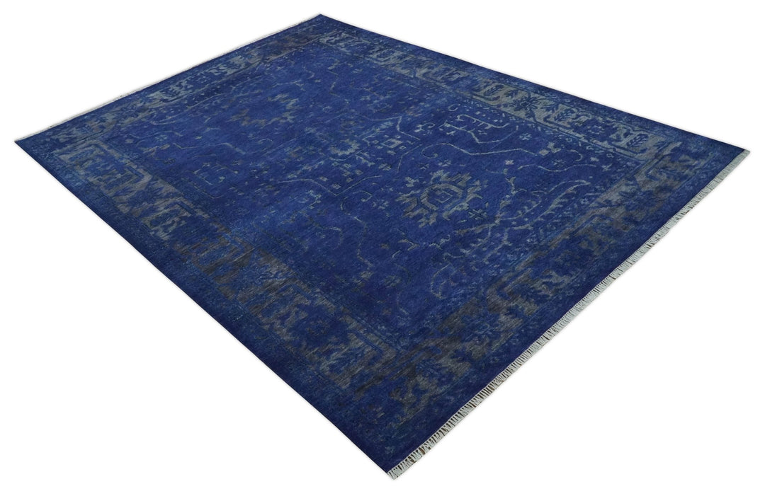 Ready to Ship Blue and Gray Hand knotted Oushak 8x10 and 9x12 wool Area Rug - The Rug Decor